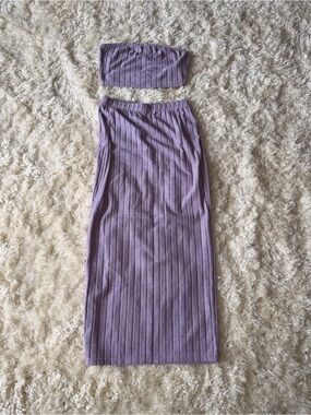 SHEIN Lavender Ribbed Knit Tube Skirt with Matching Headband